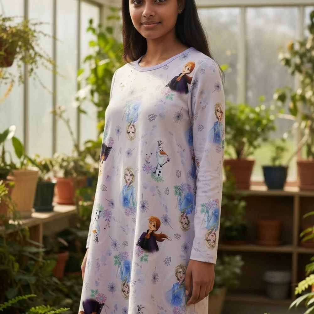 Disney Frozen Girls' Nightgown in Lavender Trim - Picture 2 of 6